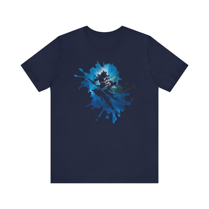 Watercolor Skateboarder T-Shirt — Blue Splash Graphic Tee