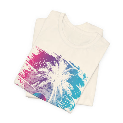 Retro Palm Sunset Tee — Vintage Beach Palm Tree T-Shirt