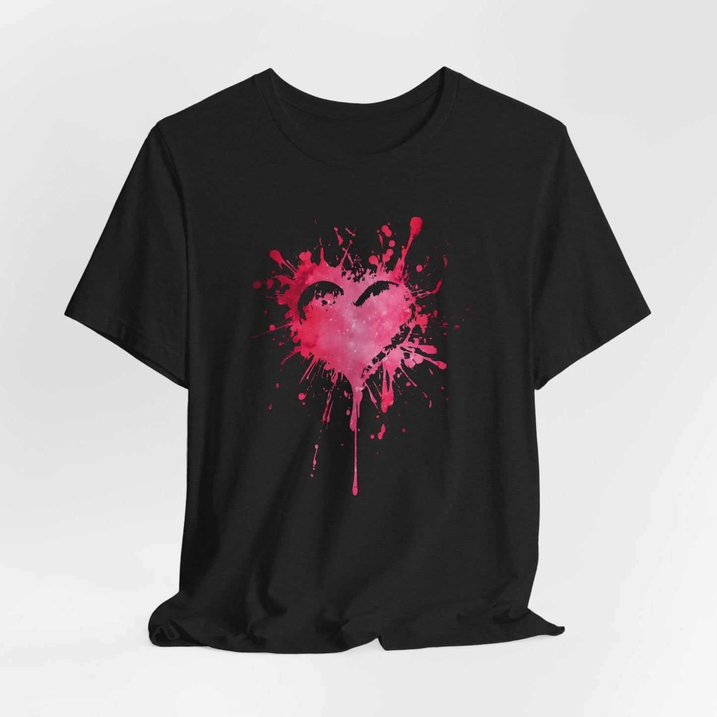Heart Paint Splash T‑Shirt — Watercolor Pink Heart Graphic Tee