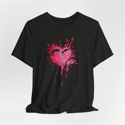 Heart Paint Splash T‑Shirt — Watercolor Pink Heart Graphic Tee