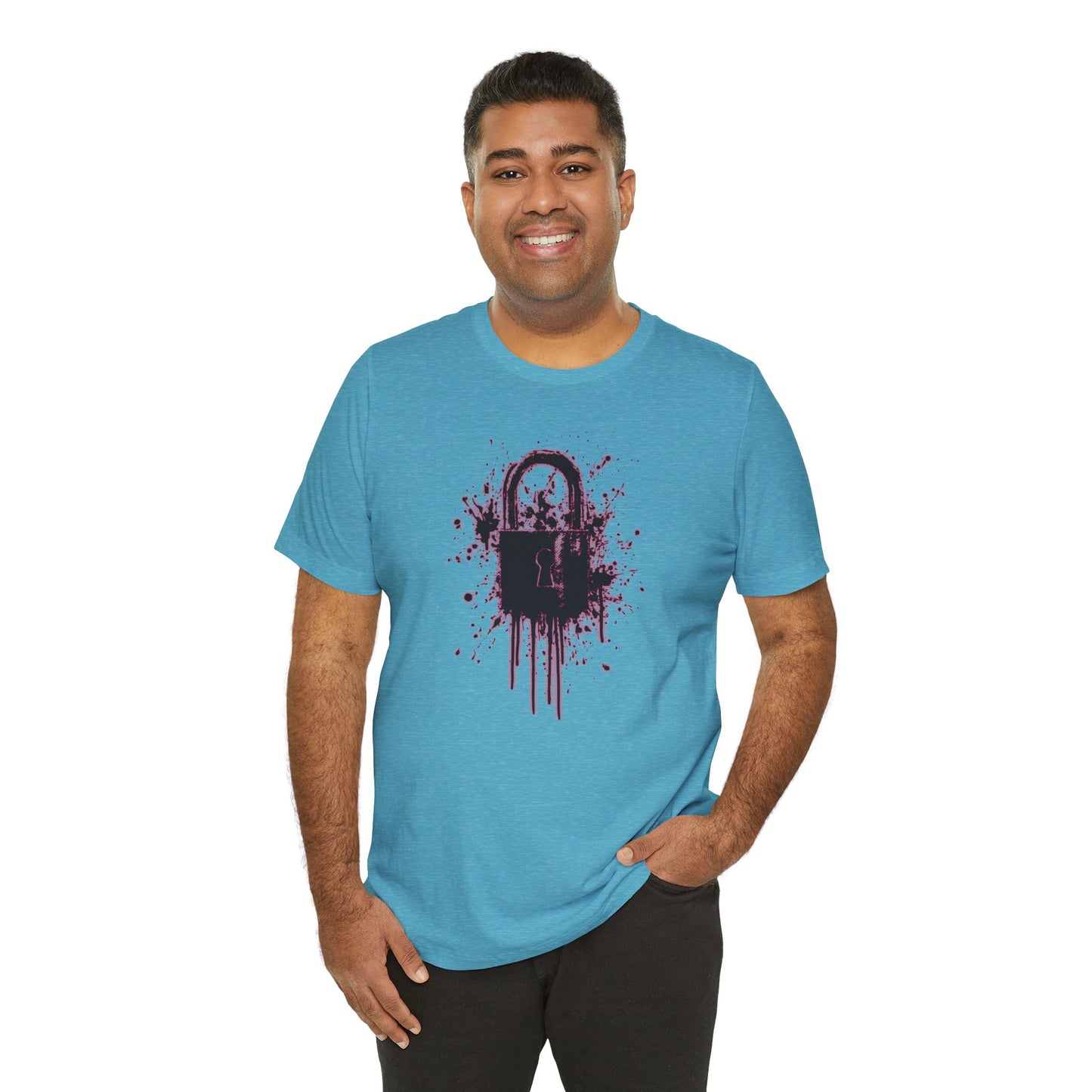Locked Up Graphic Tee — Dark Splatter Lock Design