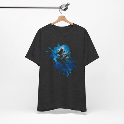 Watercolor Skateboarder T-Shirt — Blue Splash Graphic Tee
