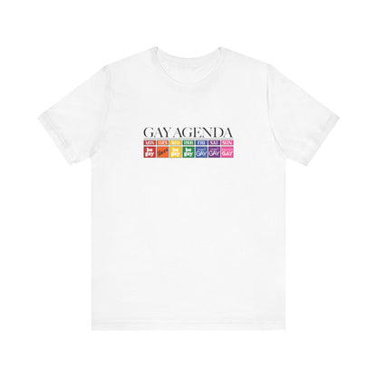 Gay Agenda Rainbow Graphic Tee — LGBTQ+ Pride Short Sleeve Shirt