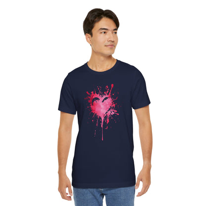 Heart Paint Splash T‑Shirt — Watercolor Pink Heart Graphic Tee