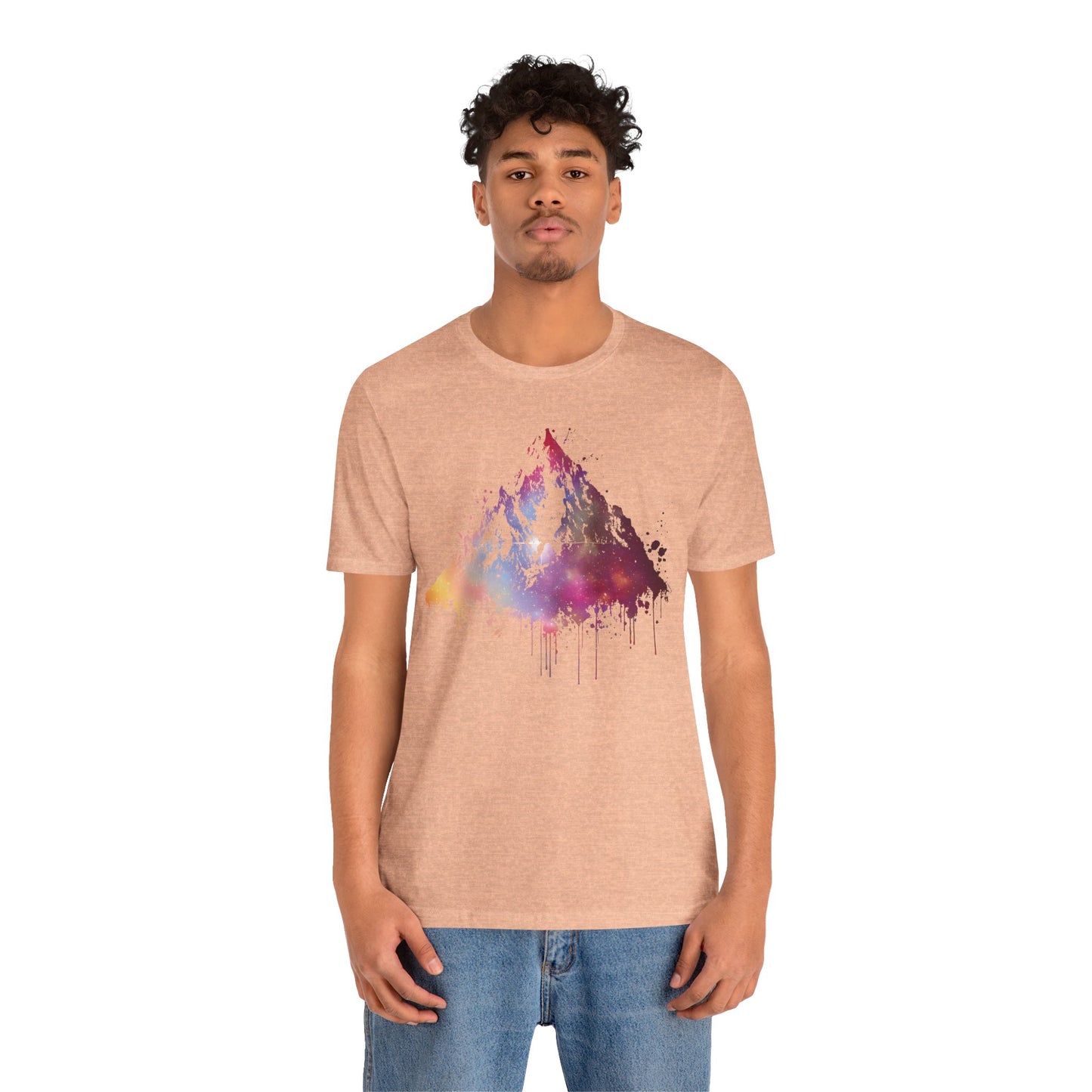 Space Mountain Watercolor Tee — Colorful Drip Peak Graphic T-Shirt
