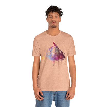 Space Mountain Watercolor Tee — Colorful Drip Peak Graphic T-Shirt
