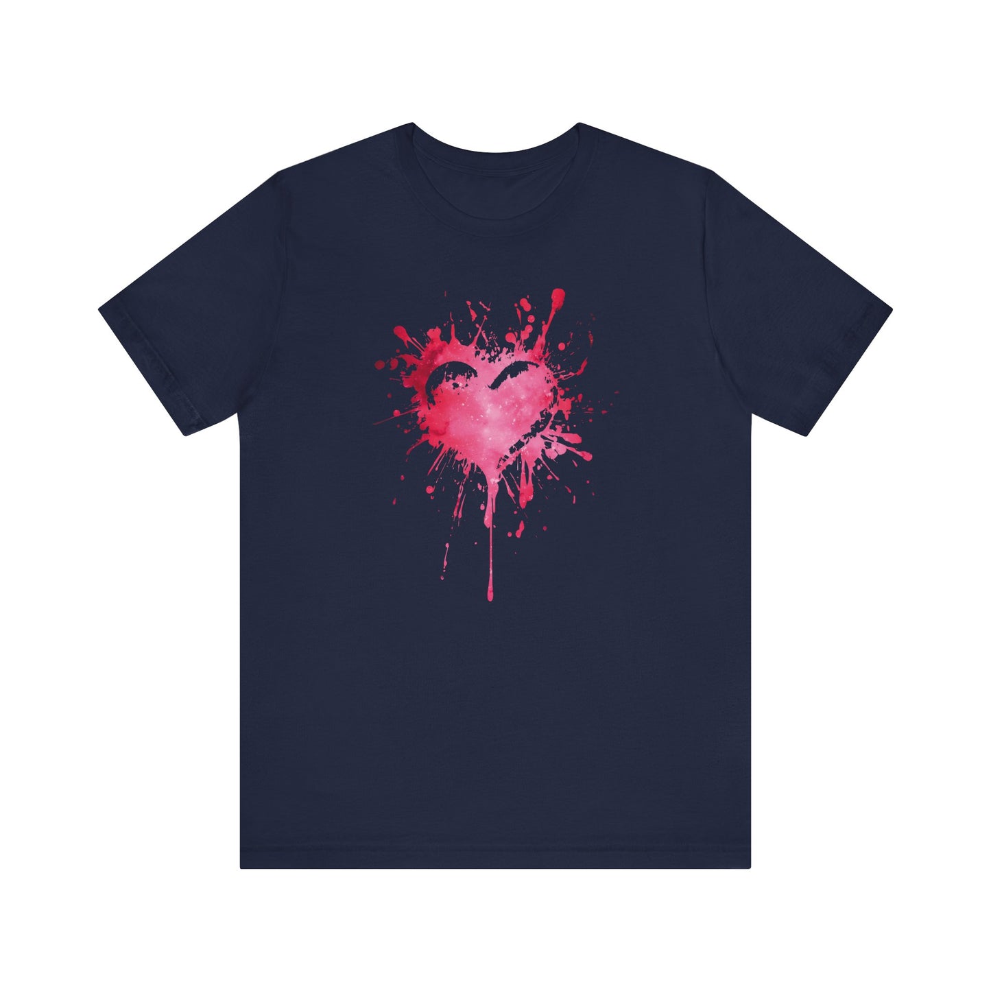 Heart Paint Splash T‑Shirt — Watercolor Pink Heart Graphic Tee