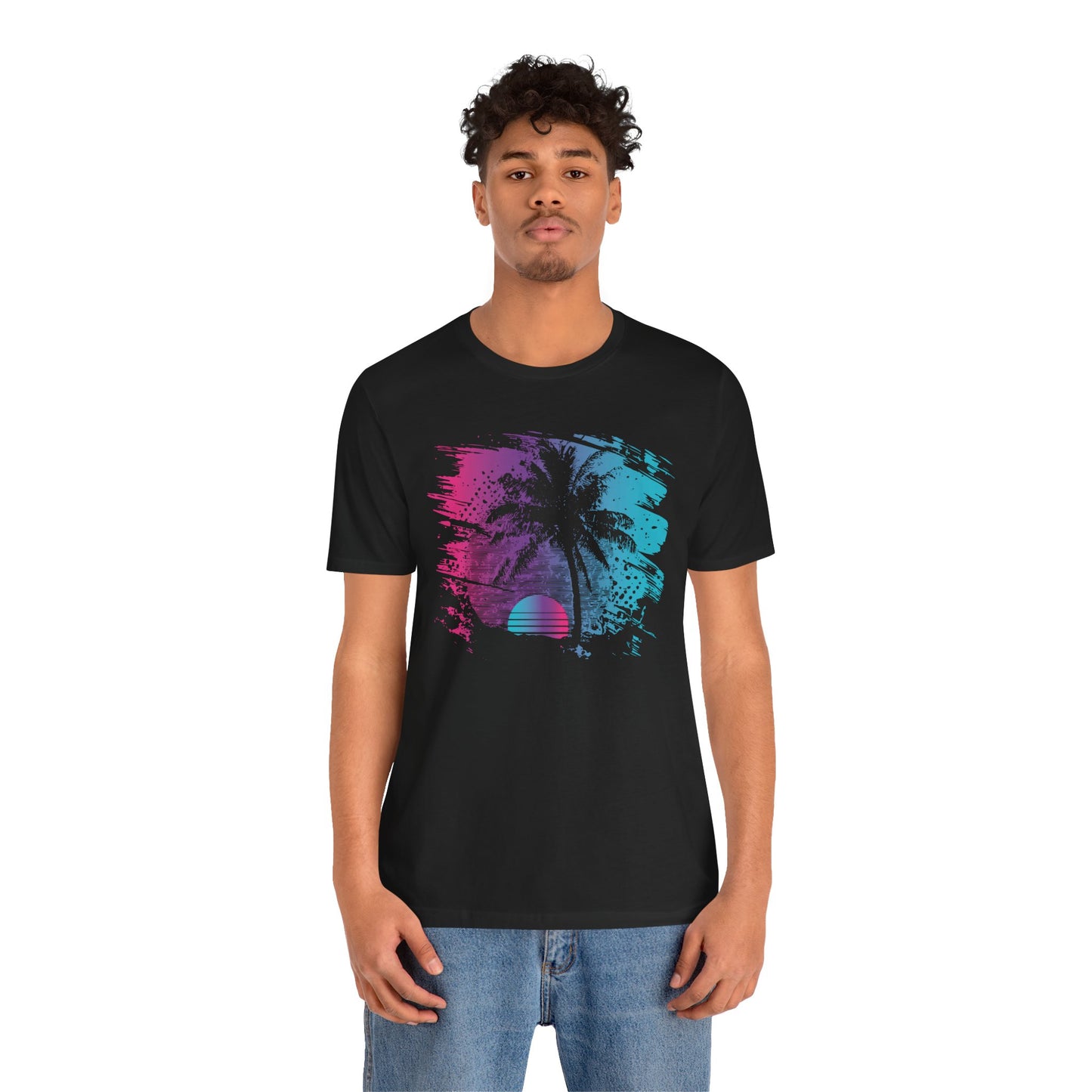 Retro Palm Sunset Tee — Vintage Beach Palm Tree T-Shirt