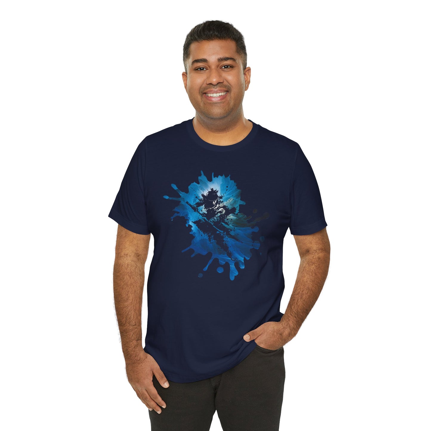 Watercolor Skateboarder T-Shirt — Blue Splash Graphic Tee