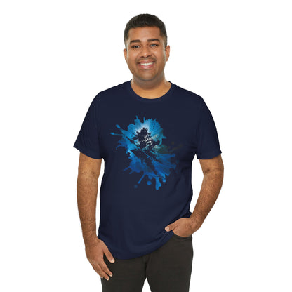 Watercolor Skateboarder T-Shirt — Blue Splash Graphic Tee