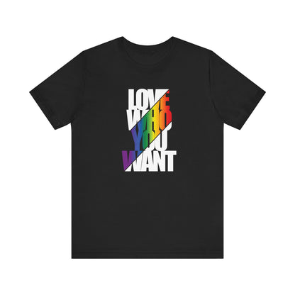 Love Who You Want T-Shirt — Rainbow Pride Equality Tee