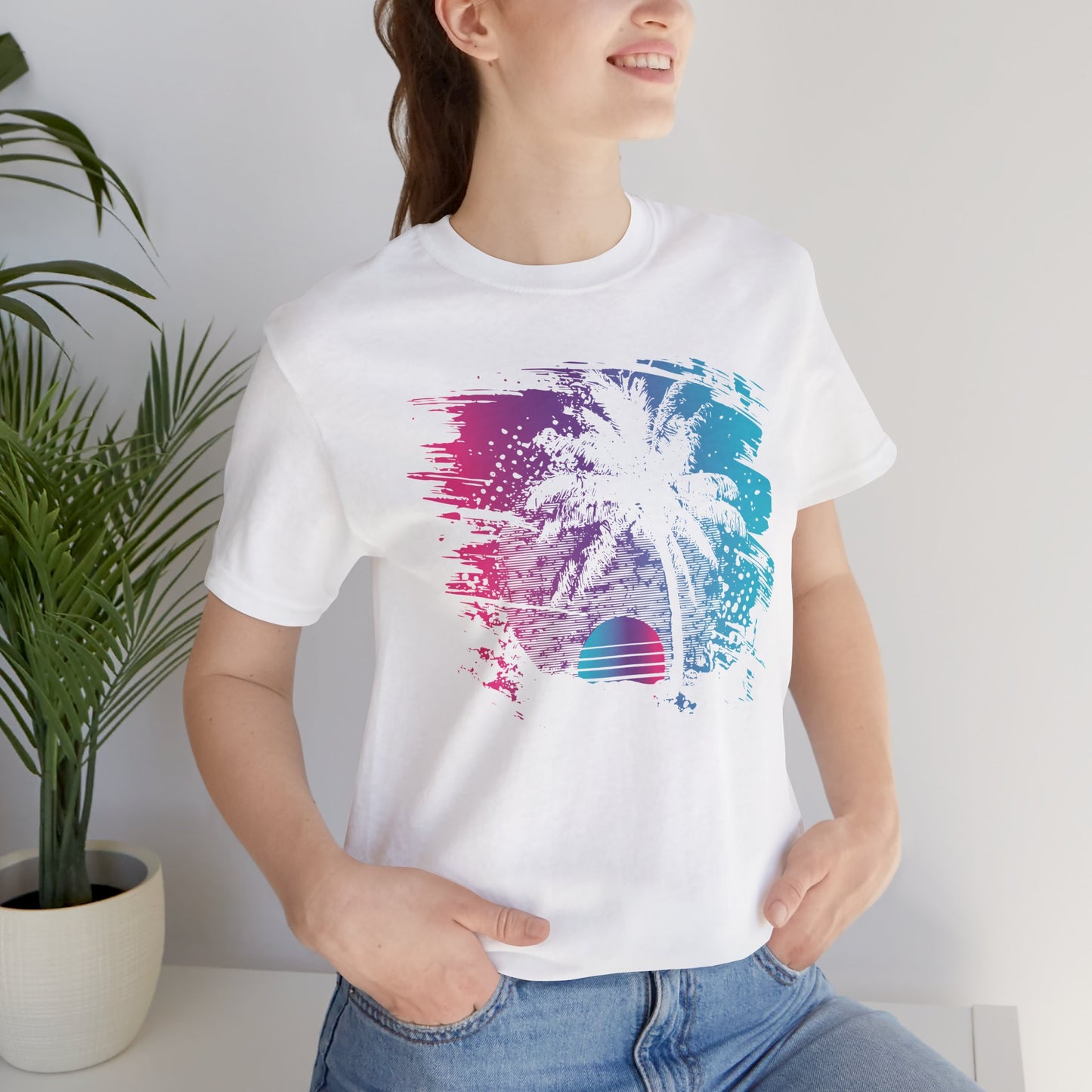 Retro Palm Sunset Tee — Vintage Beach Palm Tree T-Shirt