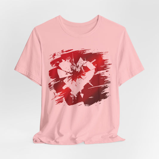 Broken Heart Brushstroke Tee — Distressed Red Heart Graphic Shirt