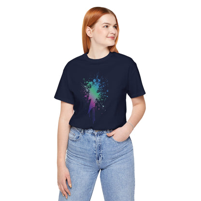 Lightning Bolt Paint-Splash T-Shirt — Colorful Graffiti Graphic Tee