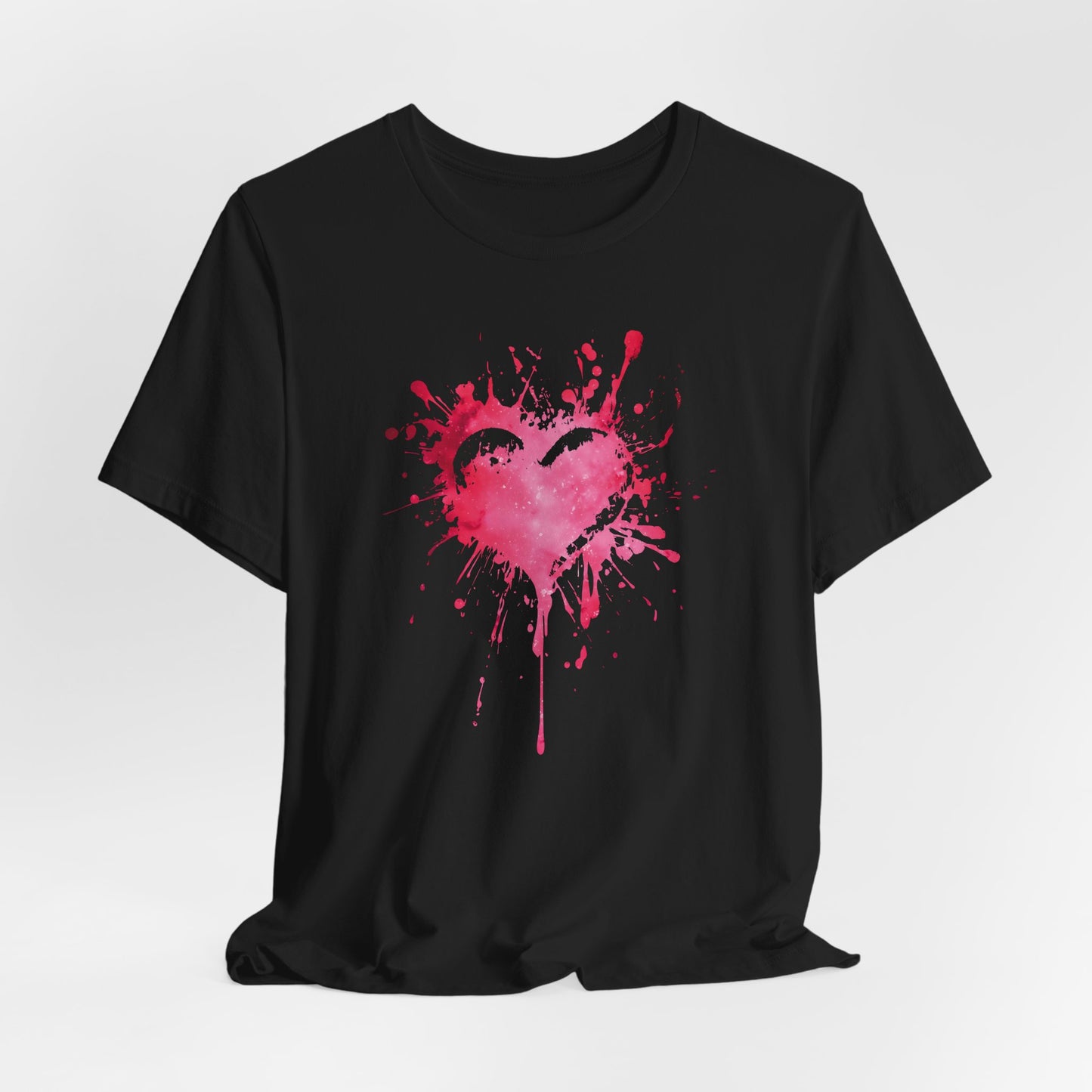 Heart Paint Splash T‑Shirt — Watercolor Pink Heart Graphic Tee