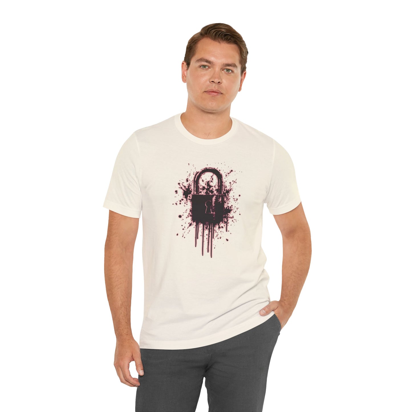 Locked Up Graphic Tee — Dark Splatter Lock Design