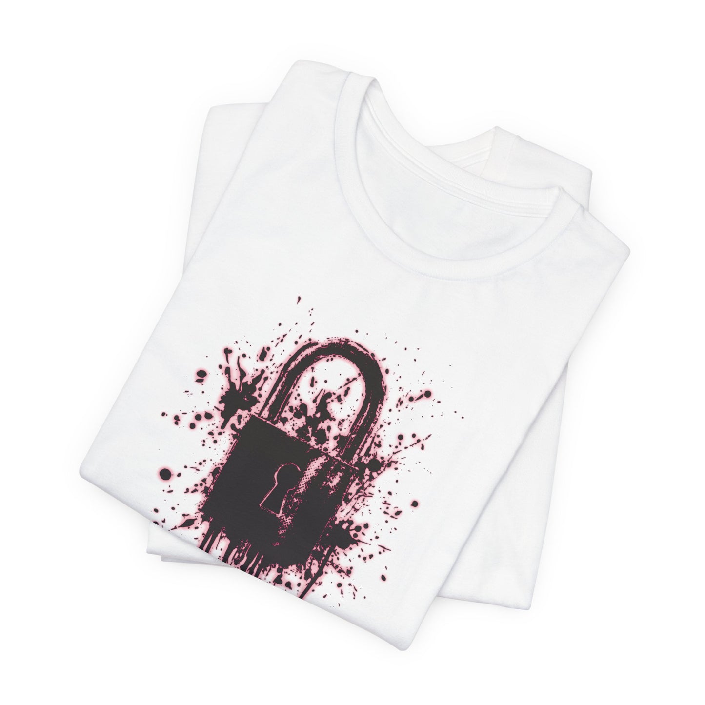 Locked Up Graphic Tee — Dark Splatter Lock Design