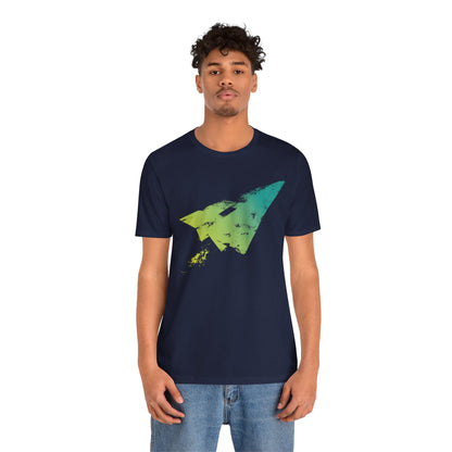 Paper Airplane Graphic Tee — Green Gradient Flight T‑Shirt