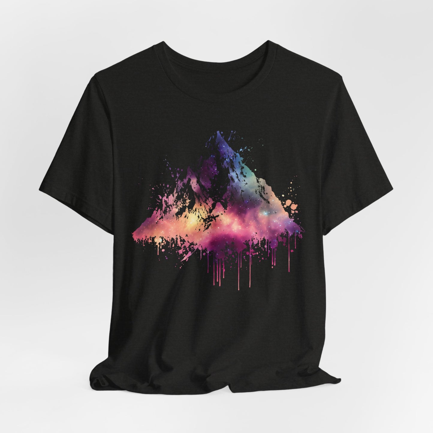 Space Mountain Watercolor Tee — Colorful Drip Peak Graphic T-Shirt