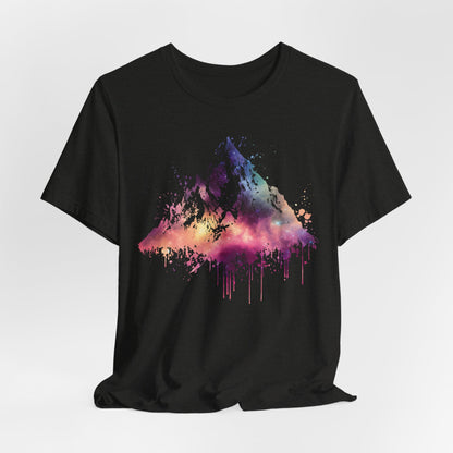 Space Mountain Watercolor Tee — Colorful Drip Peak Graphic T-Shirt