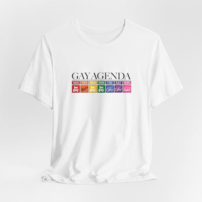 Gay Agenda Rainbow Graphic Tee — LGBTQ+ Pride Short Sleeve Shirt