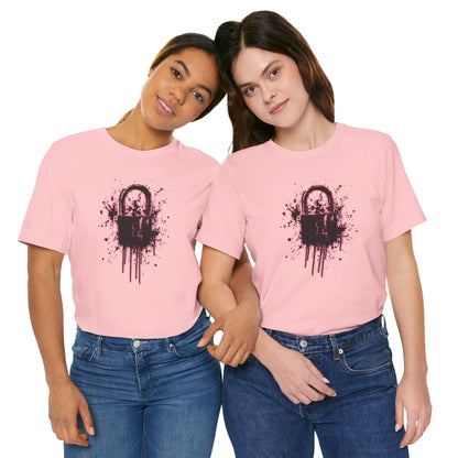 Locked Up Graphic Tee — Dark Splatter Lock Design