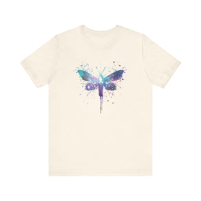 Galaxy Moth Graphic Tee - Watercolor Splatter Butterfly T-Shirt
