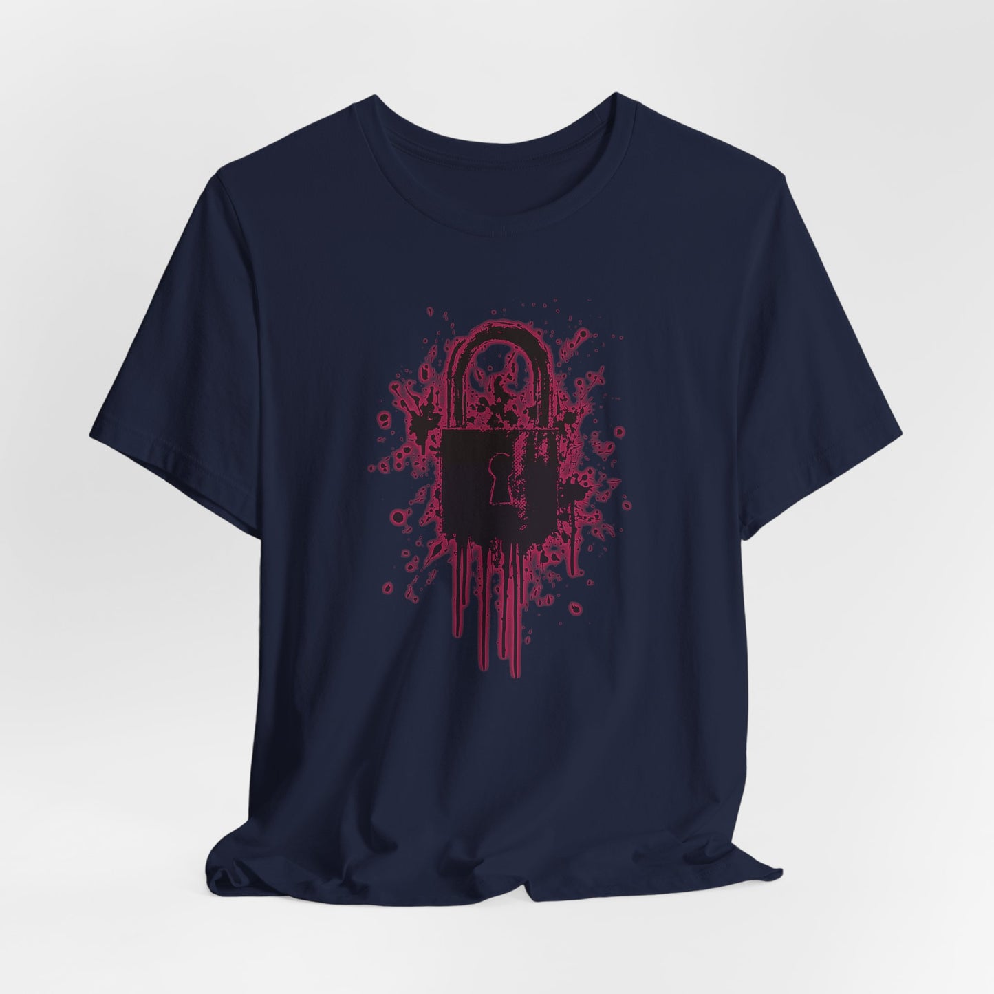Locked Up Graphic Tee — Dark Splatter Lock Design