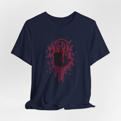 Locked Up Graphic Tee — Dark Splatter Lock Design