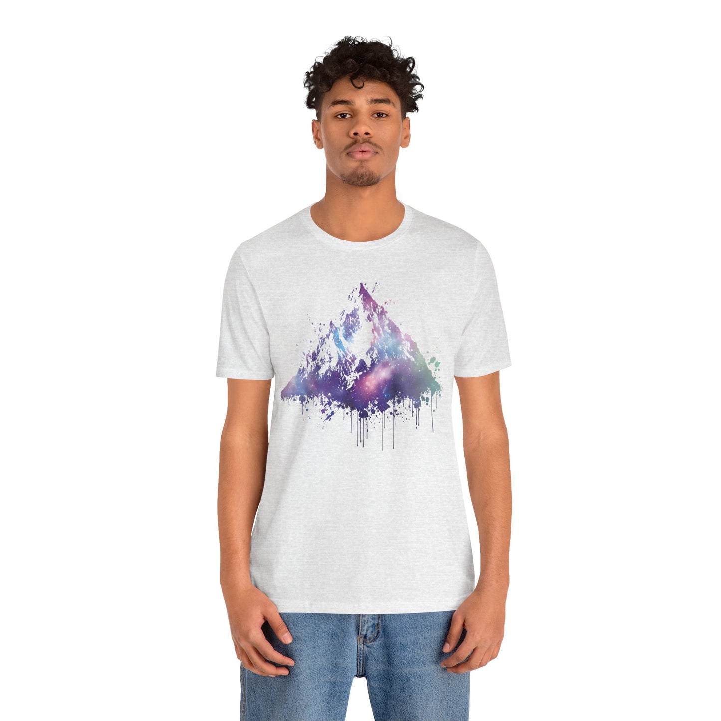 Space Mountain Watercolor Tee — Colorful Drip Peak Graphic T-Shirt