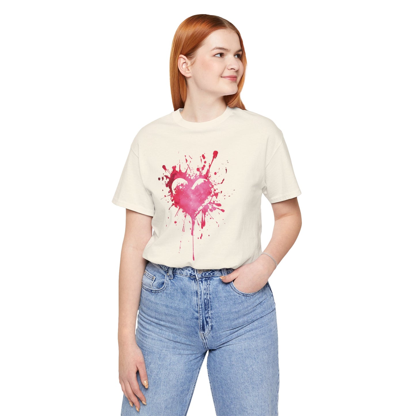 Heart Paint Splash T‑Shirt — Watercolor Pink Heart Graphic Tee