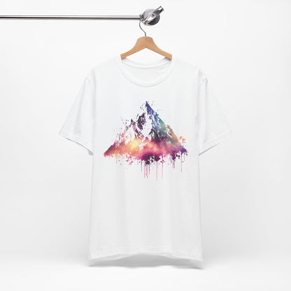 Space Mountain Watercolor Tee — Colorful Drip Peak Graphic T-Shirt