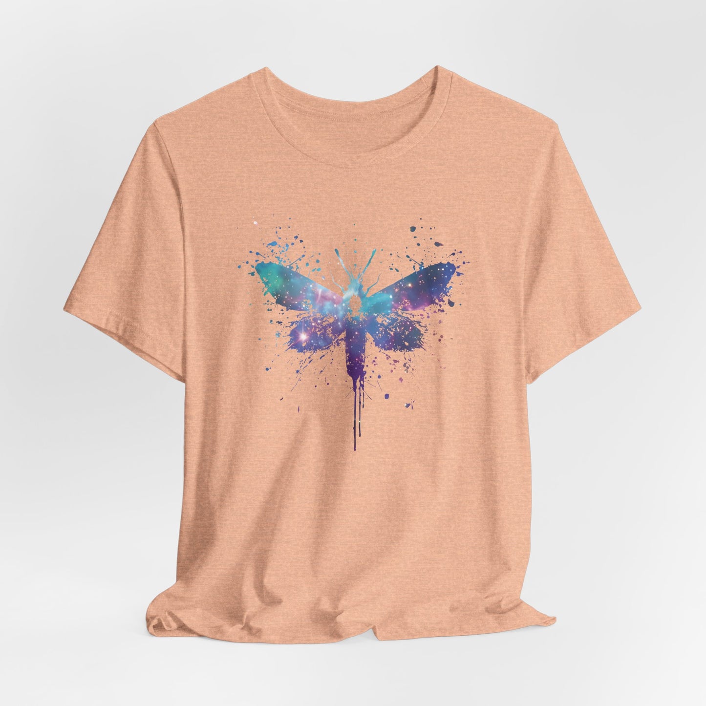 Galaxy Moth Graphic Tee - Watercolor Splatter Butterfly T-Shirt