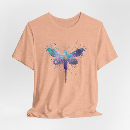 Galaxy Moth Graphic Tee - Watercolor Splatter Butterfly T-Shirt