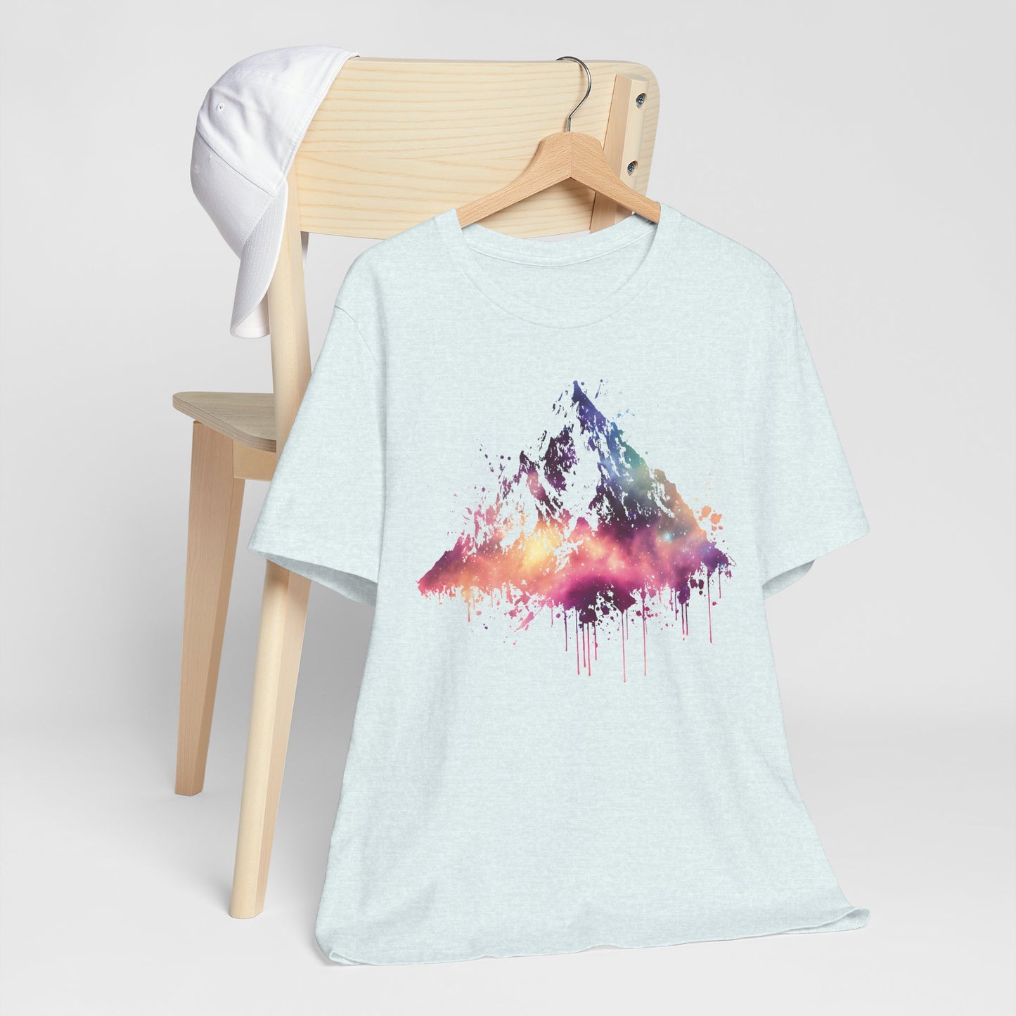 Space Mountain Watercolor Tee — Colorful Drip Peak Graphic T-Shirt