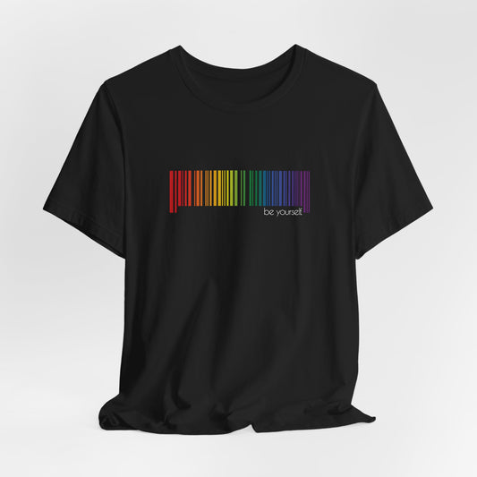 Rainbow Barcode T-Shirt — Minimal Pride Graphic Tee