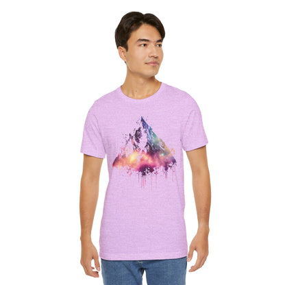 Space Mountain Watercolor Tee — Colorful Drip Peak Graphic T-Shirt