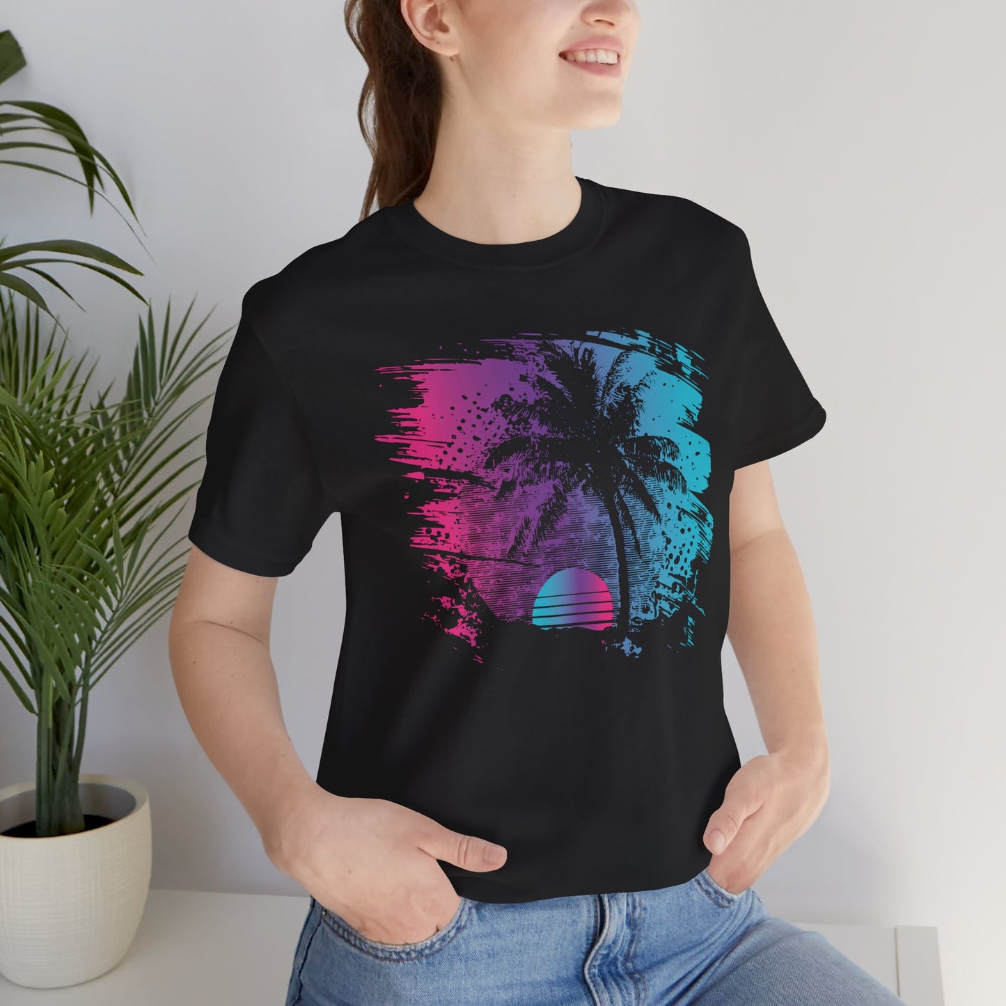 Retro Palm Sunset Tee — Vintage Beach Palm Tree T-Shirt
