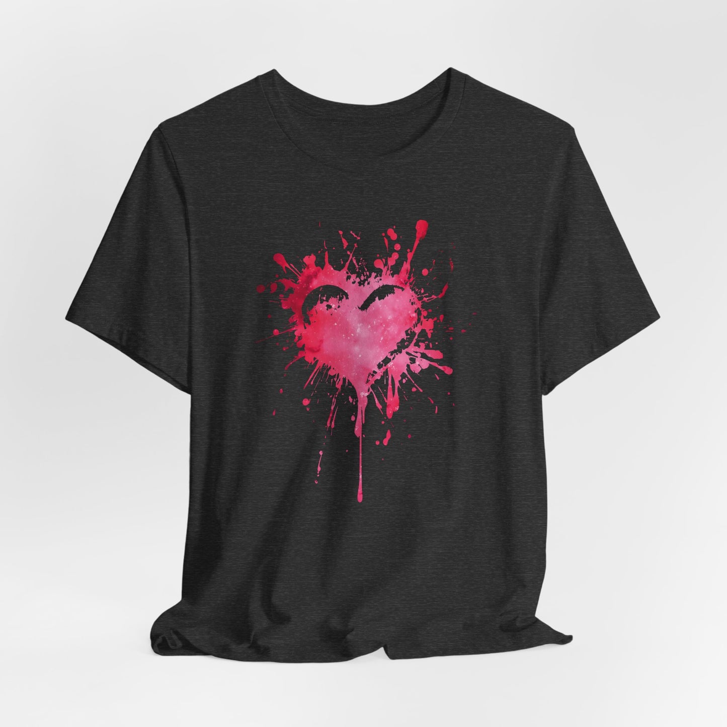 Heart Paint Splash T‑Shirt — Watercolor Pink Heart Graphic Tee