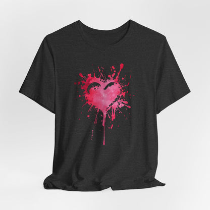 Heart Paint Splash T‑Shirt — Watercolor Pink Heart Graphic Tee