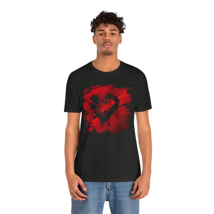 Broken Heart Brushstroke Tee — Distressed Red Heart Graphic Shirt