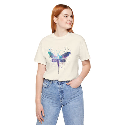 Galaxy Moth Graphic Tee - Watercolor Splatter Butterfly T-Shirt