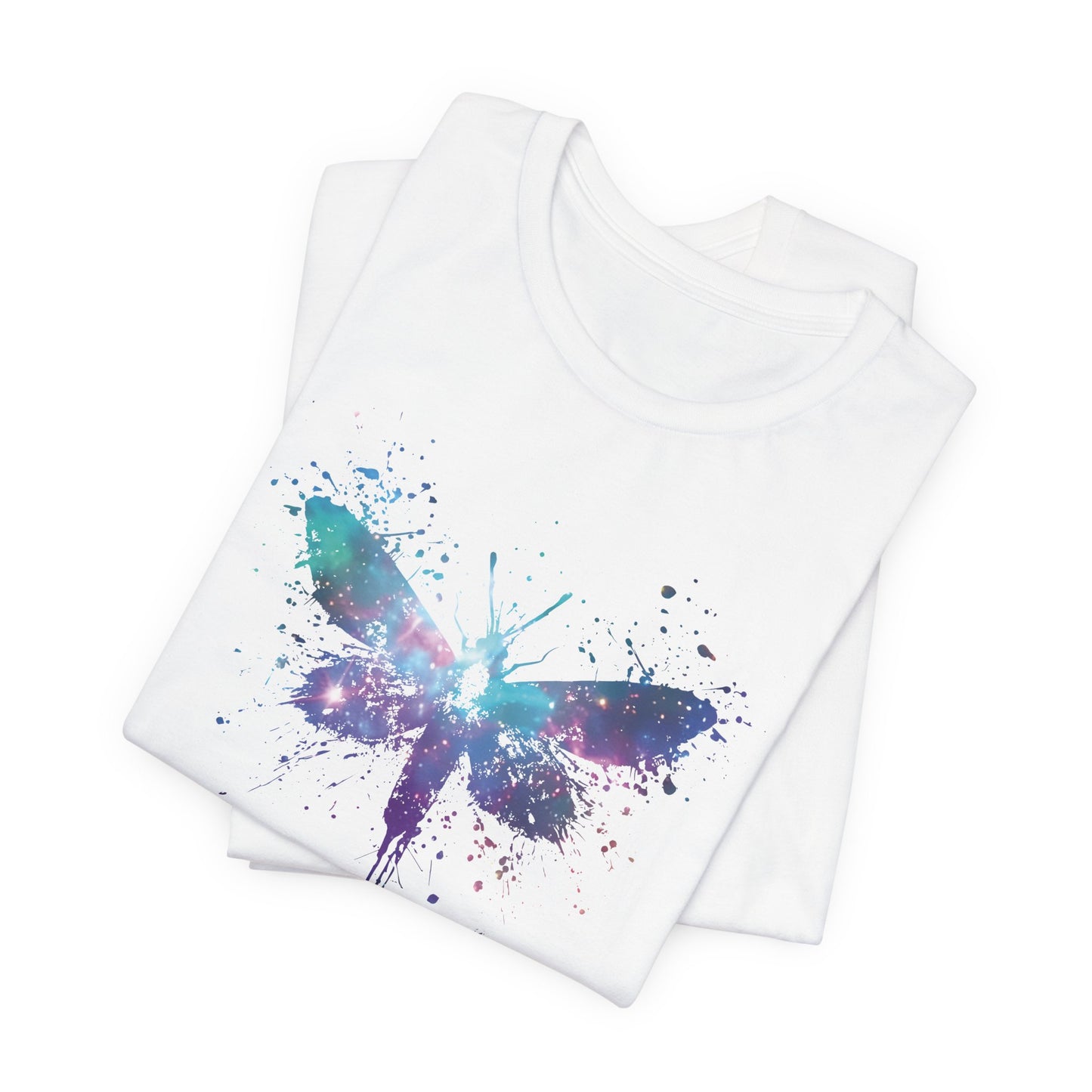 Galaxy Moth Graphic Tee - Watercolor Splatter Butterfly T-Shirt