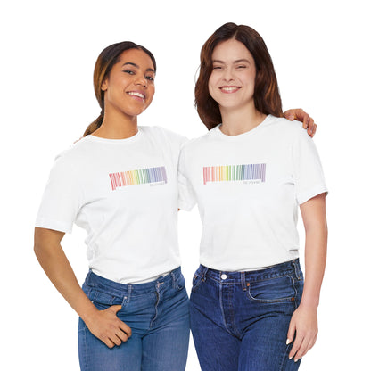 Rainbow Barcode T-Shirt — Minimal Pride Graphic Tee
