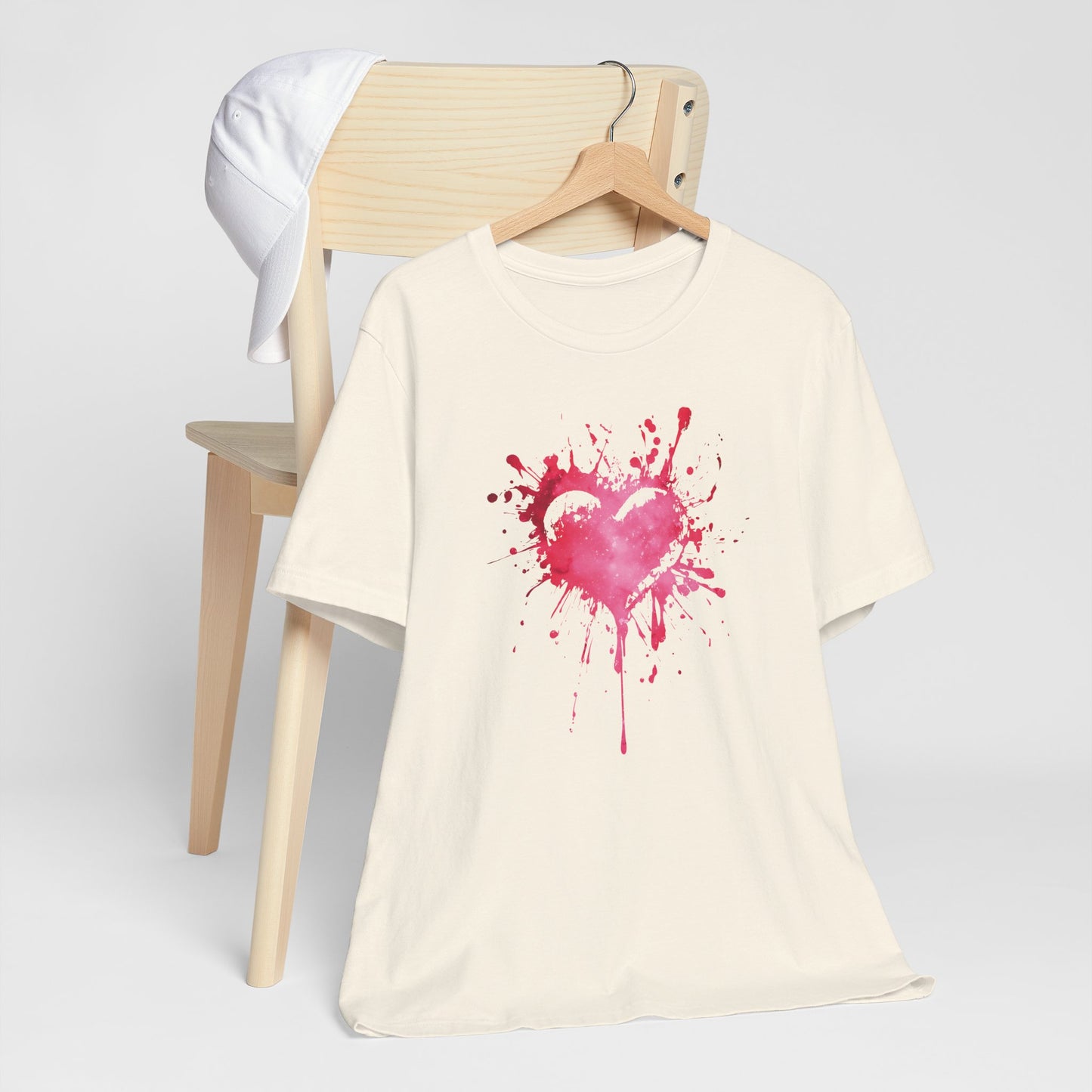 Heart Paint Splash T‑Shirt — Watercolor Pink Heart Graphic Tee