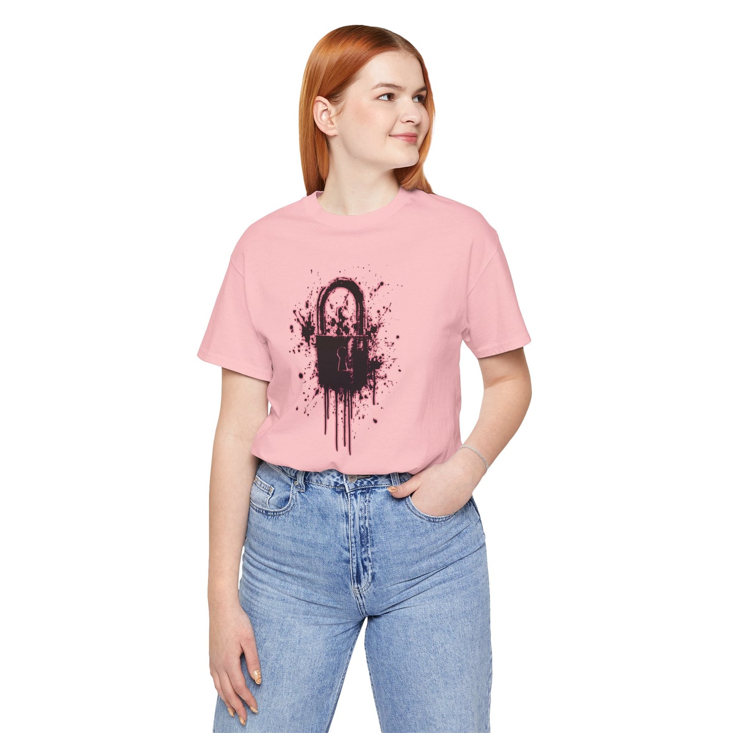 Locked Up Graphic Tee — Dark Splatter Lock Design