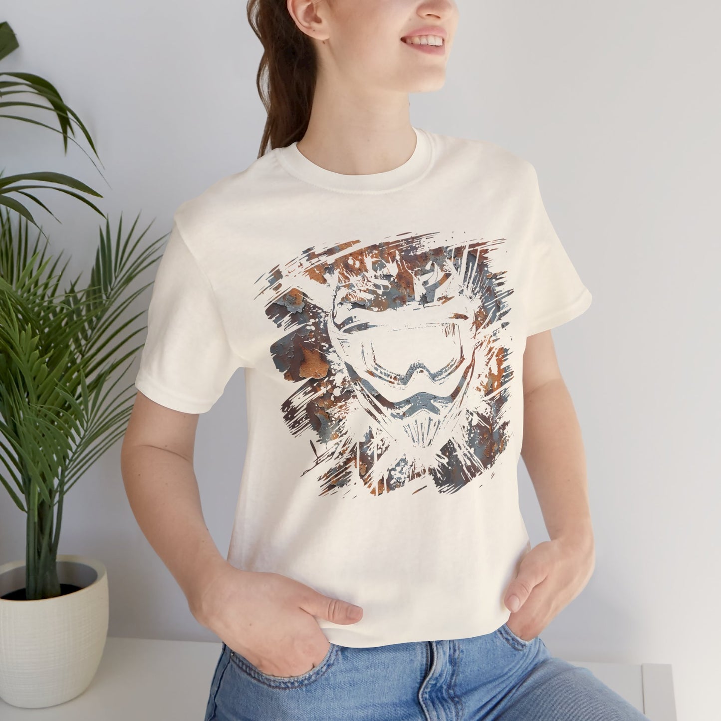 Motorcross Helmet T-Shirt — Distressed Brushstroke Animal Graphic Tee
