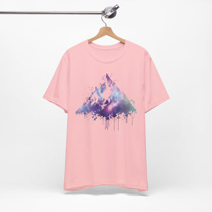 Space Mountain Watercolor Tee — Colorful Drip Peak Graphic T-Shirt