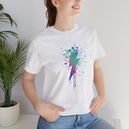 Lightning Bolt Paint-Splash T-Shirt — Colorful Graffiti Graphic Tee