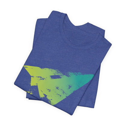 Paper Airplane Graphic Tee — Green Gradient Flight T‑Shirt